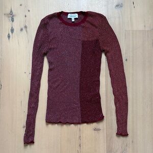 & Other Stories Long Sleeve Sparkle Maroon Knit Top